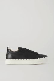 Black Lauren scalloped leather sneakers at Net a Porter